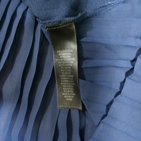 Adrianna Papell Top Womens Small Blue Knit Front Ruffled Blouse Short Sleeve - Picture 10 of 15